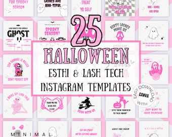 25 HALLOWEEN ESTHETICIAN/ LASH Tech Instagram Posts | beauty service Instagram Templates | Lash Business | Halloween Instagram Posts