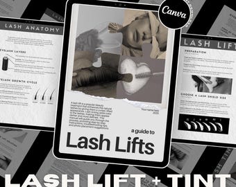 Guide modifiable de formation pour le rehaussement de cils | Manuel de formation sur le rehaussement et la coloration des cils | Manuel de cours sur le rehaussement de cils | Ebook du manuel du professeur de cils | Toile