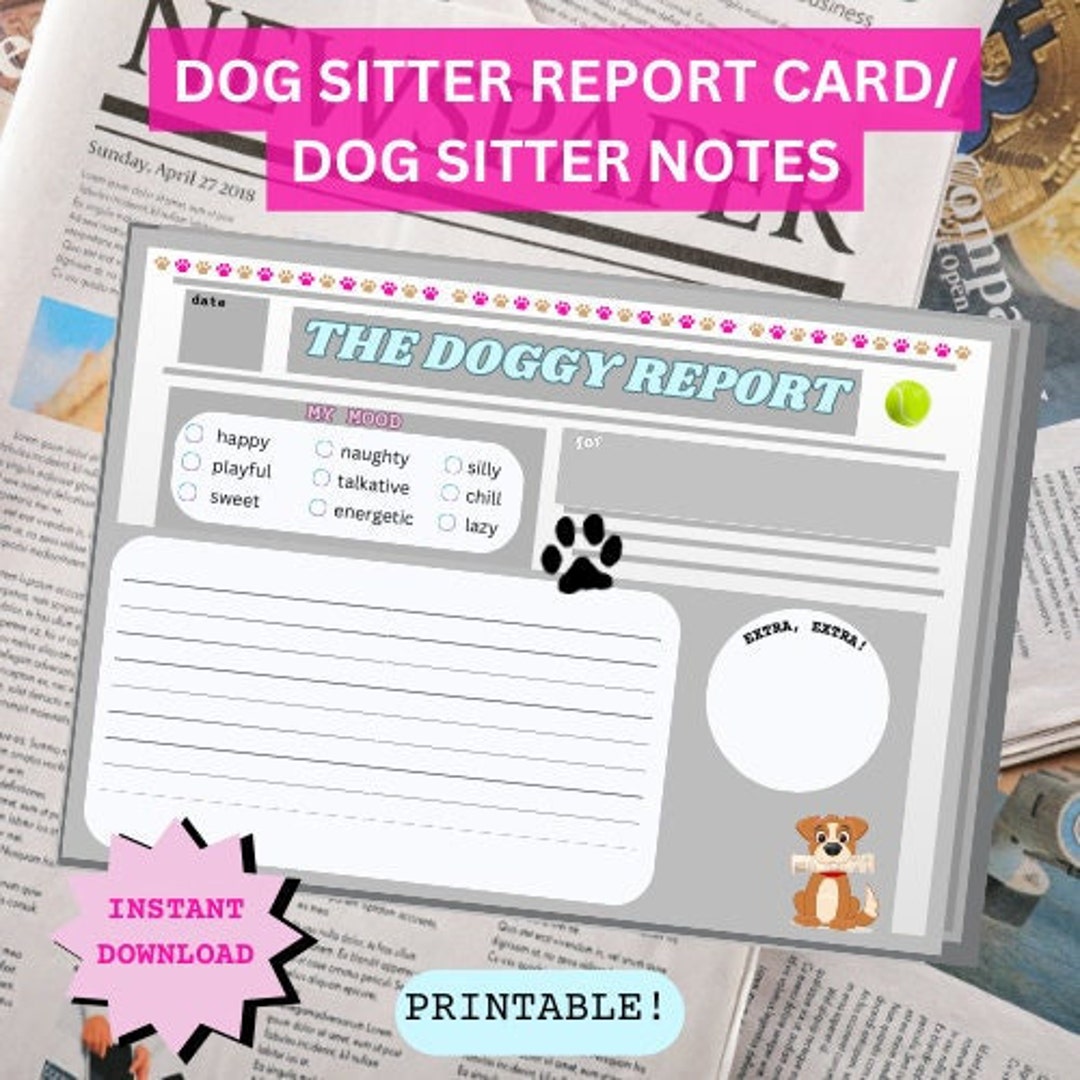 Printable Dog Sitter Report Cards Pet Sitter Notes Pet Care - Etsy