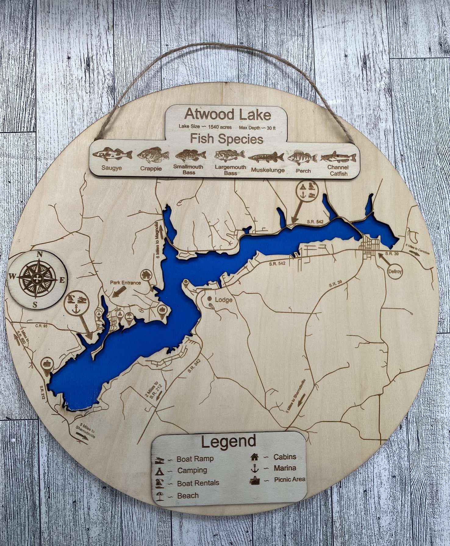 Atwood Lake Map Etsy