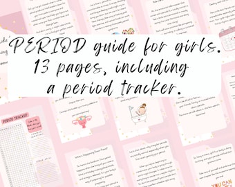 PERIOD guide for girls. Information booklet for girls. My guide to becoming a woman. 13-page digital download incl. a period tracker.