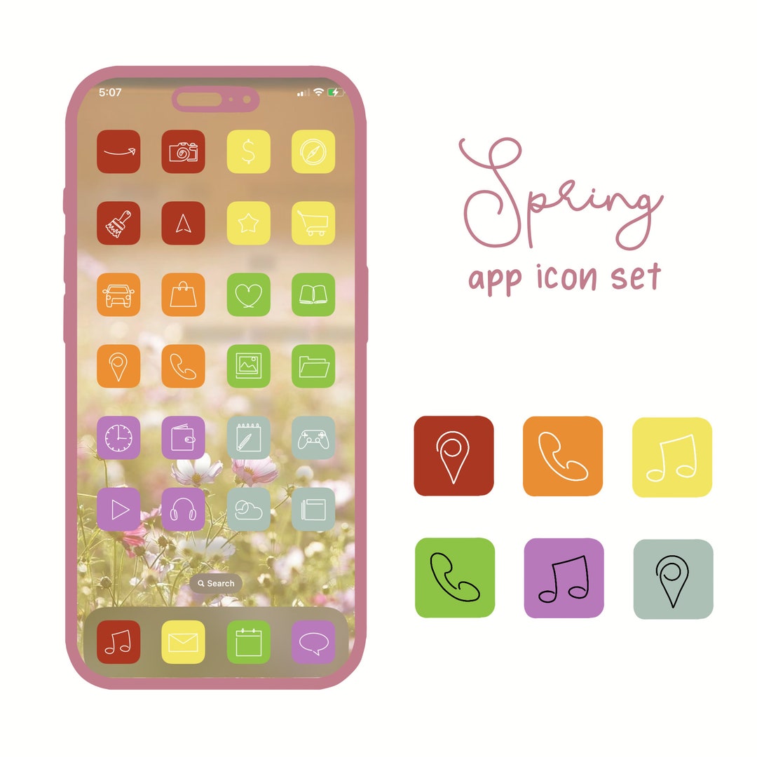 Spring App Icon Set | Minimalist One Line Icon Pack - Android and IOS ...