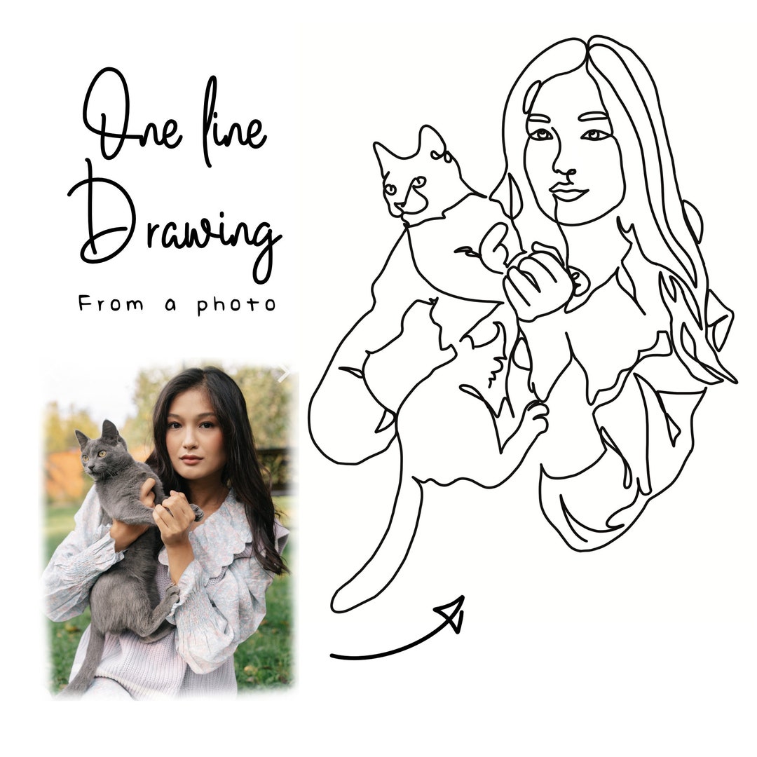 One Line Drawing Commission | Minimalist Custom Outline Design ...