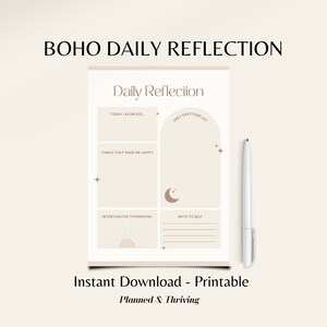Boho Daily Reflection, Daily Reflection, Instant Download, Digital Download Daily Reflection, Printable Daily Reflection, Goal Planner