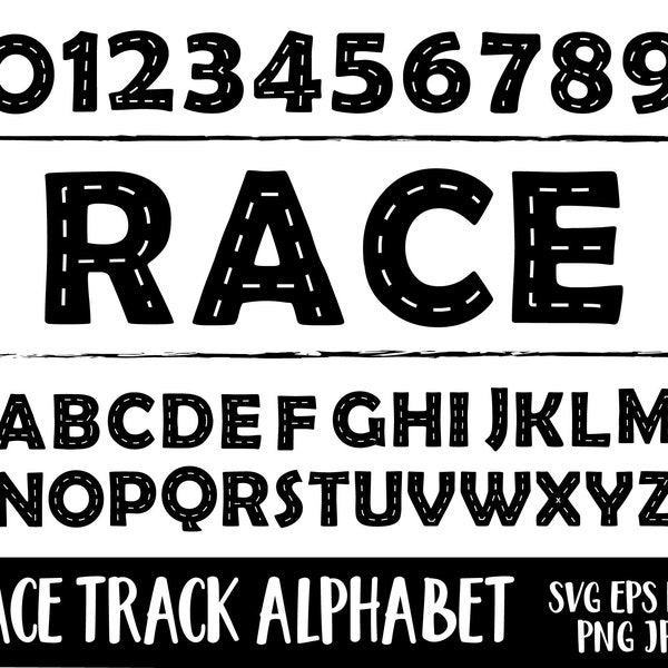 Race Track Alphabet SVG, Road Numbers, Letters SVG, Road Bundle, car racing, race car svg, race track SVG, Car, Boys, Construction, Clipart.