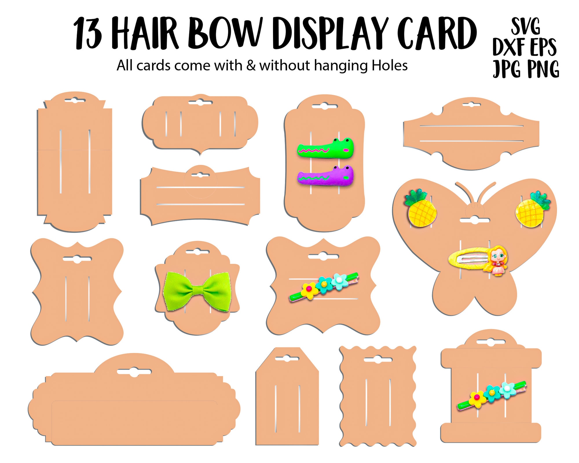 Bow Card Template SVG, Bow Display Card, Hair Clip Display Card Svg