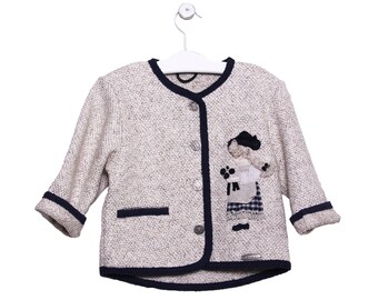Giesswein Girls Tweed Jacket, Applique Detail, Made in Austria, Size 18M-4