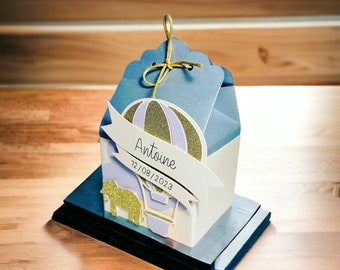 Personalized dragee boxes - Jungle & hot air balloon