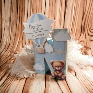 Decoration for baptism - room - birthday - 3D Letter Hot Air Balloon & Teddy Bear