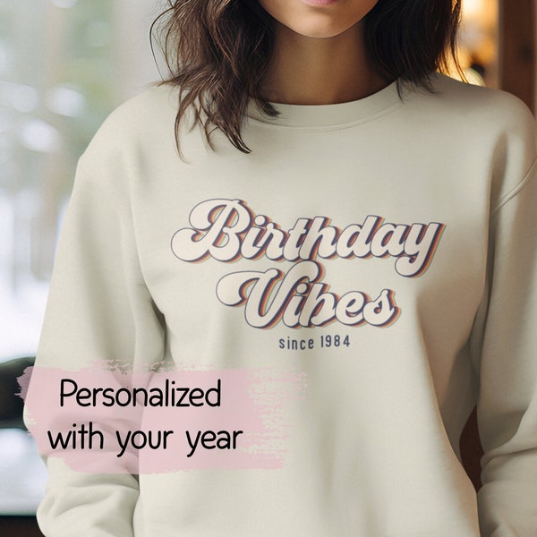 Birthday Vibes personalisiert Vintage mit deinem Jahr/25.Geburtstag/Geburtstagsoutfit/einzigartiges Geschenk für ihn/bestes Geschenk für sie