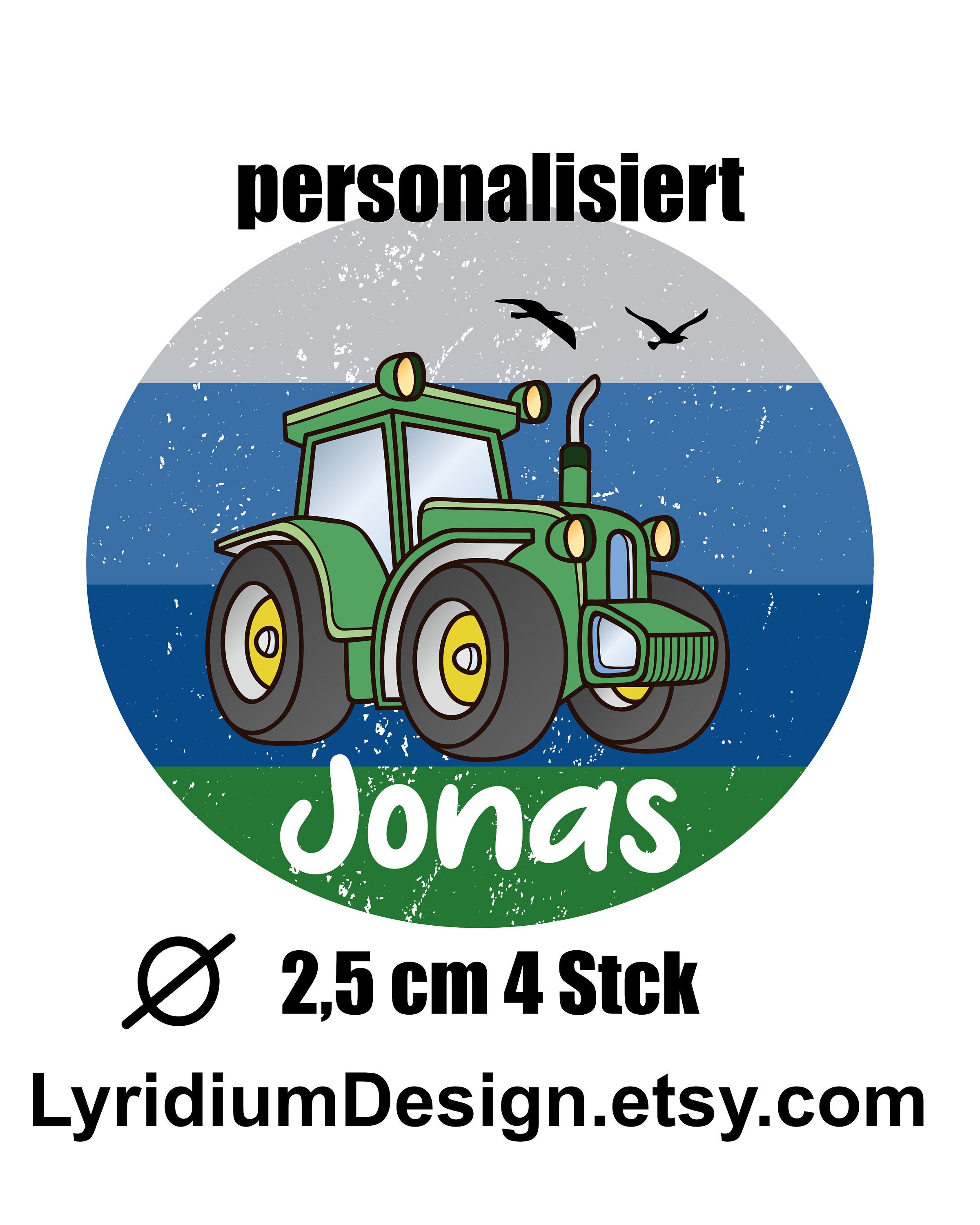 Personalisierte Sticker Einfarbiger traktor mit Namen - TenStickers