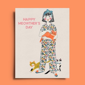 Carte de fête des mères pour les mamans chat | Carte de voeux fraîche de Madame de chat | Chats mignons drôles | à la meilleure maman chat | Impression artistique | Illustration originale