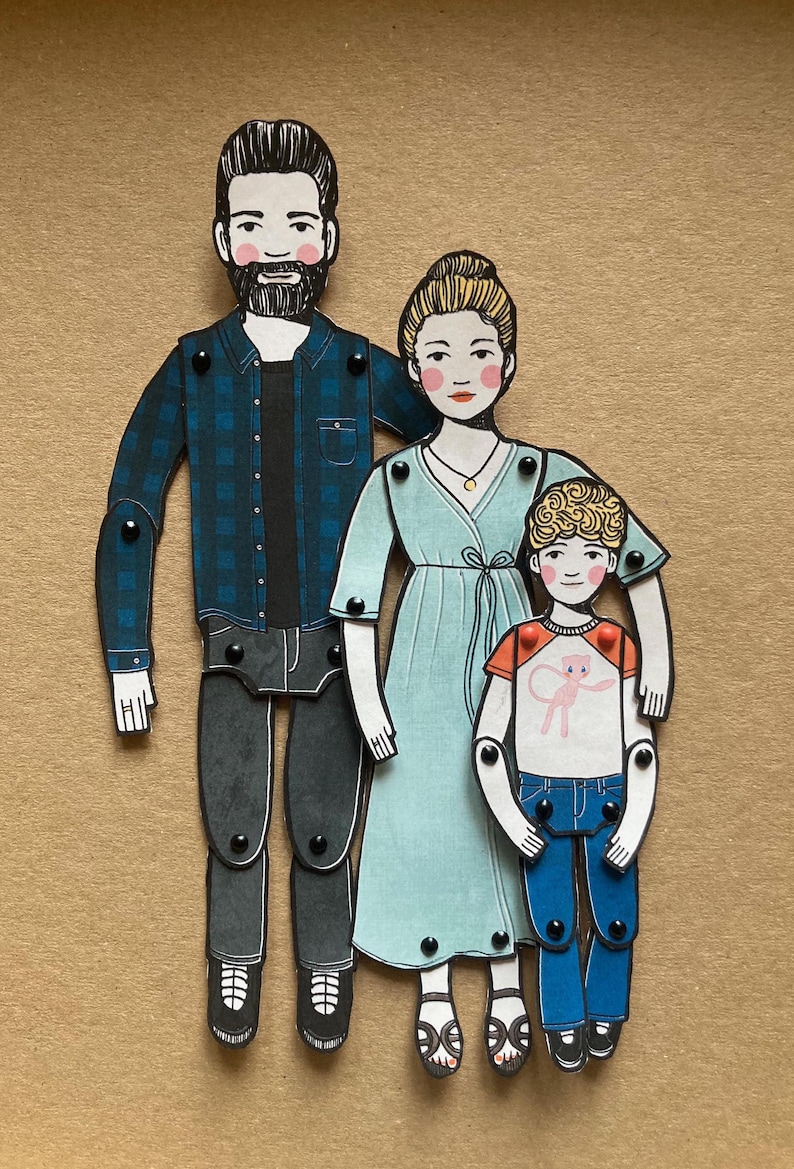 Custom Paper Doll Portrait Personalized Family Illustration Etsy