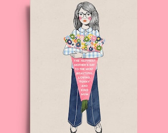 Mother's Day Card: Flower Bouquet, Original Illustration