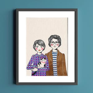 Portrait de famille personnalisé à imprimer | Illustration familiale faite main | Illustration d'après photo | Portrait de couple
