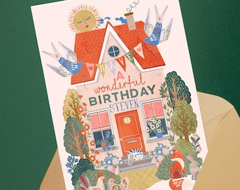 Personalized Birthday Card: Cottagecore Farm Animal Design