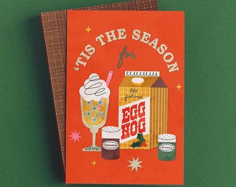 Personalized Eggnog Christmas Cards: Festive Greetings, Single or Pack of 10