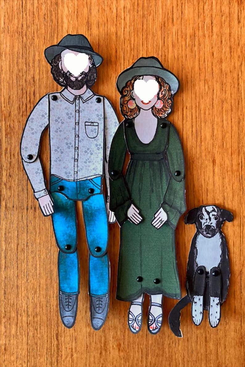 Custom Paper Doll Portrait Personalized Family Illustration Etsy