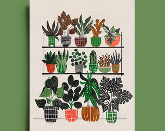 Plant Lover Birthday Card: Retro Houseplant Illustration