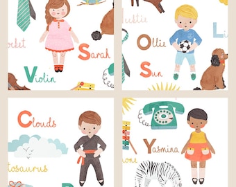 Custom Kids Portrait Alphabet Poster | Early Learning Nursery Art | Personalised Print (Digital Download)