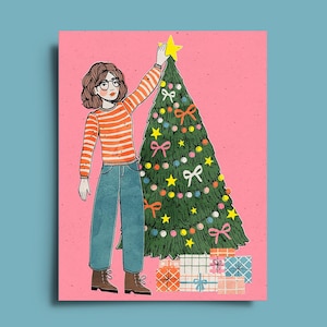 Personalisierte Weihnachtsbaumkarten: Hängen Sie Weihnachtsverzierungen zur Begrüßung auf, 10er-Pack, Feiertagsillustration