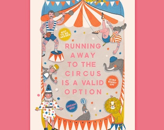 Retro Circus Art Print: Funny Text, Kids Room Decor