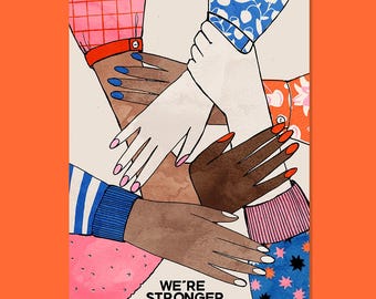 Feministische posterkunst: Internationale Vrouwendag, Girl Power, Samen Sterker (alleen digitaal bestand)
