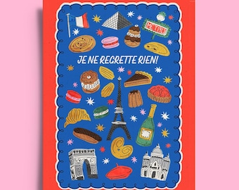 Paris Illustration Greeting Card | French Pastry Anniversary Card