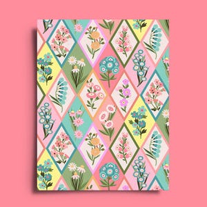 Carte de vœux retro fleurie | Carte d'anniversaire florale | Carte de fete des Meres | Imprime fleurs sauvages ou de jardin | Carte de vœux