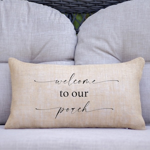 Custom Burlap Pillow, Personalized Pillow, Custom Pillow, Burlap Pillow Cover, Burlap Cushion Cover, Custom Porch Pillow, Decorative Pillow