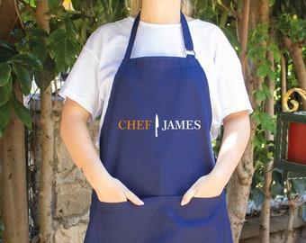 Custom Name Apron, Personalized Apron, Customized Apron, Apron With Pockets, Cafe Apron, Restaurant Apron, Chef Apron, Cooking Apron