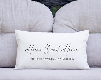 Custom Address Pillow, Home Pillow Cover, Custom Pillow, Personalized Pillow, Throw Pillow Cover, Custom Cushion, Housewarming Gift