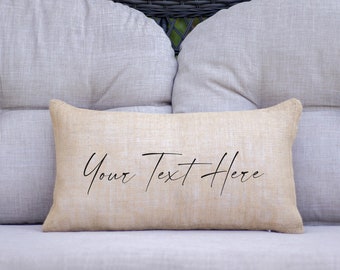 Custom Text Pillow, Custom Burlap Pillow, Text Pillow Cover, Custom Logo Pillow, Logo Throw Cushion, Throw Pillowcase, Custom Porch Pillow