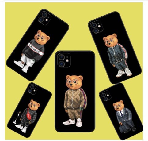 Louis Vuitton Supreme collaboration iphone 13/13 pro max case bear iphone  12/12 pro carrying case