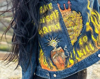 Chaqueta vaquera pintada a mano