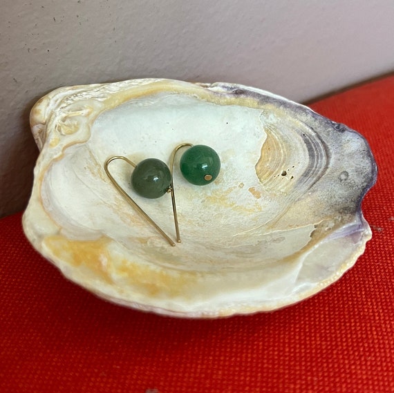 Green Aventurine Beads ~ Threader Style Earrings ~ Natural Gemstone on 18k Gold Plated