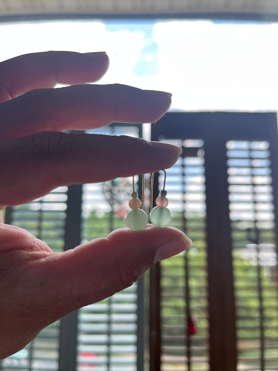 Limeade Aventurine Sunstone Amazonite Earrings on Gold Brass Dangle Earrings