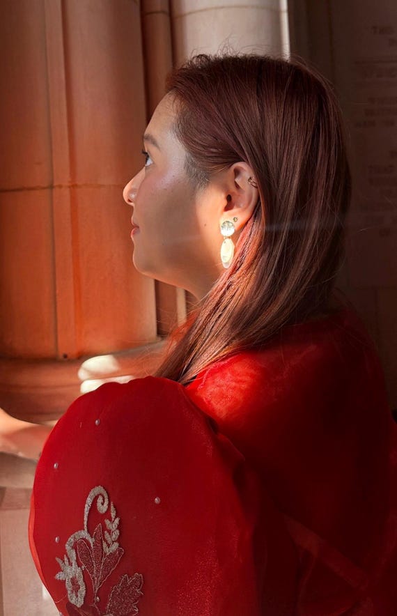 Philippine Capiz Shell Earrings - 18k Gold Plated Studs w/ Lock & Post