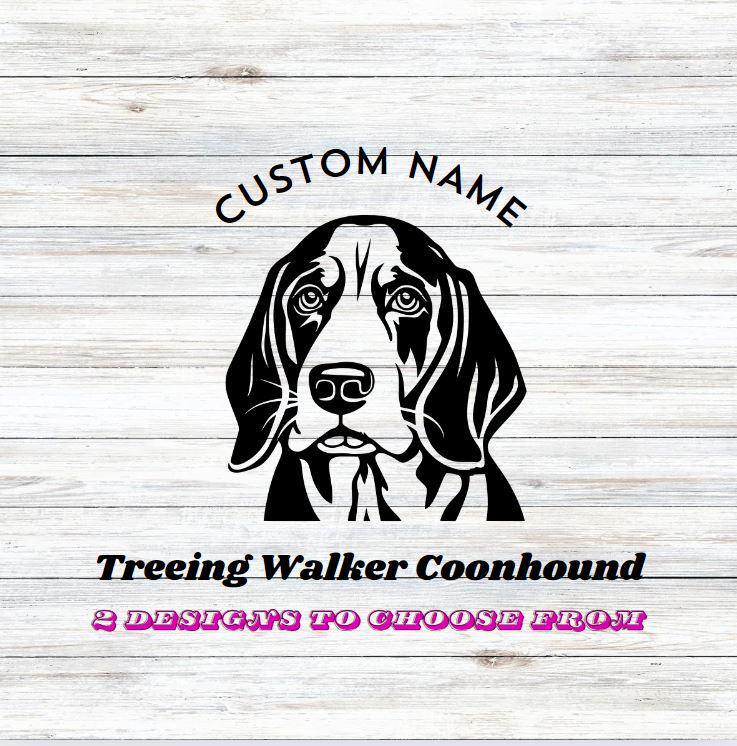 2 Pegatinas Vinilo Perro Treeing Walker Coonhound | Calcomanía Troquelada Autoadhesiva | Rayd Workshop