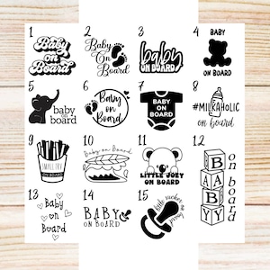 Baby On Board Vinyl Car Decal Sticker; Kids in Car Decal Sticker; Grandkids on Board Decal Sticker; Character Baby on Board Sign