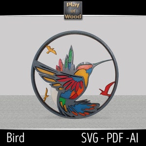 3D Bird SVG - Multilayer SVG Laser Cut File for Glowforge, Cricut and Silhouette