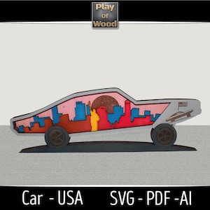 3D Car SVG - Multilayer SVG Laser Cut File for Glowforge, Cricut and Silhouette