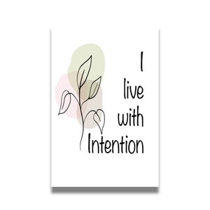 I live with Intention - Magnetic card of affirmation - Affirmation card for your intentional life - Motivation magnet