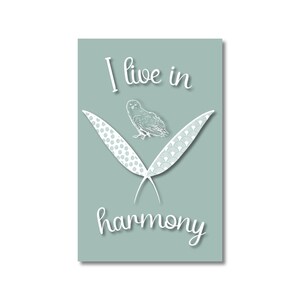I live in harmony - Magnetic card of affirmation - Affirmation card for your intentional life - Motivation magnet
