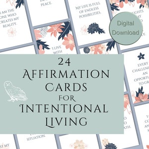 Tarjetas de afirmación para una Vida Intencional, salud mental, Compañero de cuidado personal, Gratitud, enfoque en pensamientos personales, 2X3 y 5x7