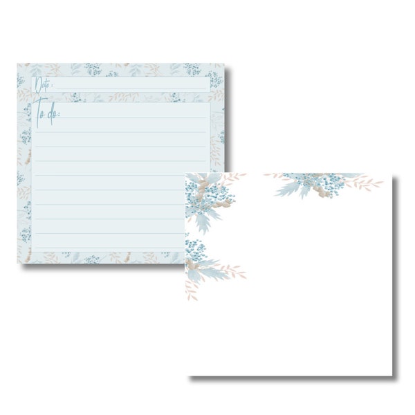 Ensemble de notes autocollantes I - Set of sticky notes I, floral, to-do list,  post it, small notepad, memo, messages