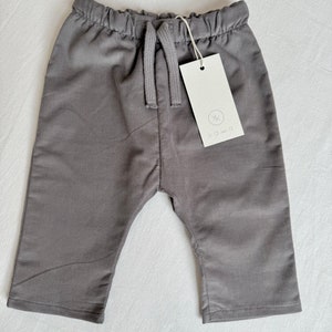 Kawa Handmade Corduroy Drawstring Trousers slate grey, Casual Style for Baby/Toddler, Unisex, Elasticated Waist, Relaxed Fit, Pocket Detail