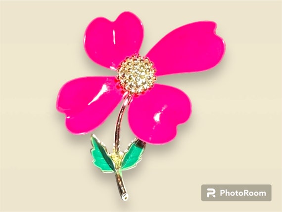 Hot Pink 60s flower pin - image 1