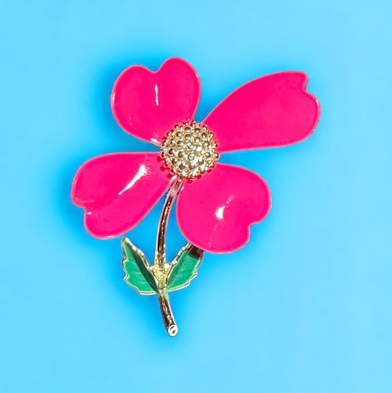 Hot Pink 60s flower pin - image 6