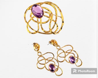 Golden Web Brooch and Earrings by Avon